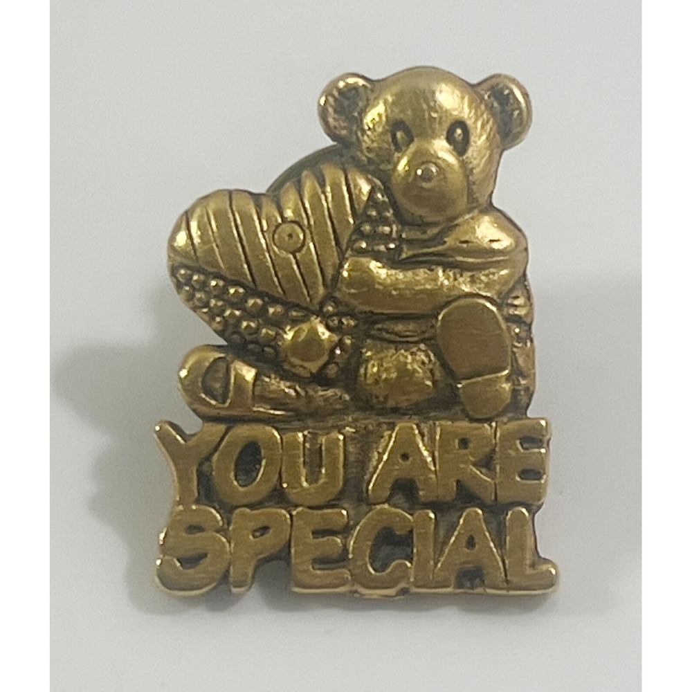 "You are Special" Teddy Bear w/ Heart Enamel Lapel‎ Pin Brooch Monarch Creations